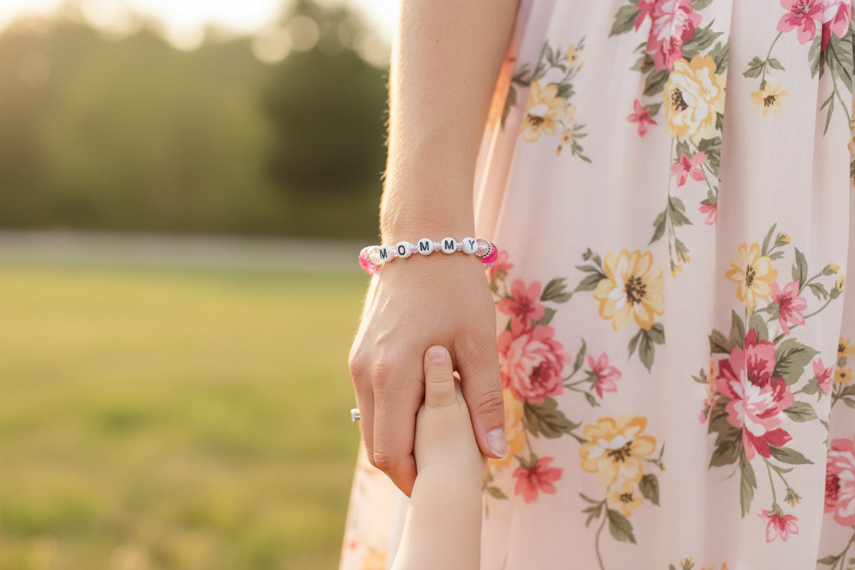 "MOMMY" Beaded Bracelet - Lavender