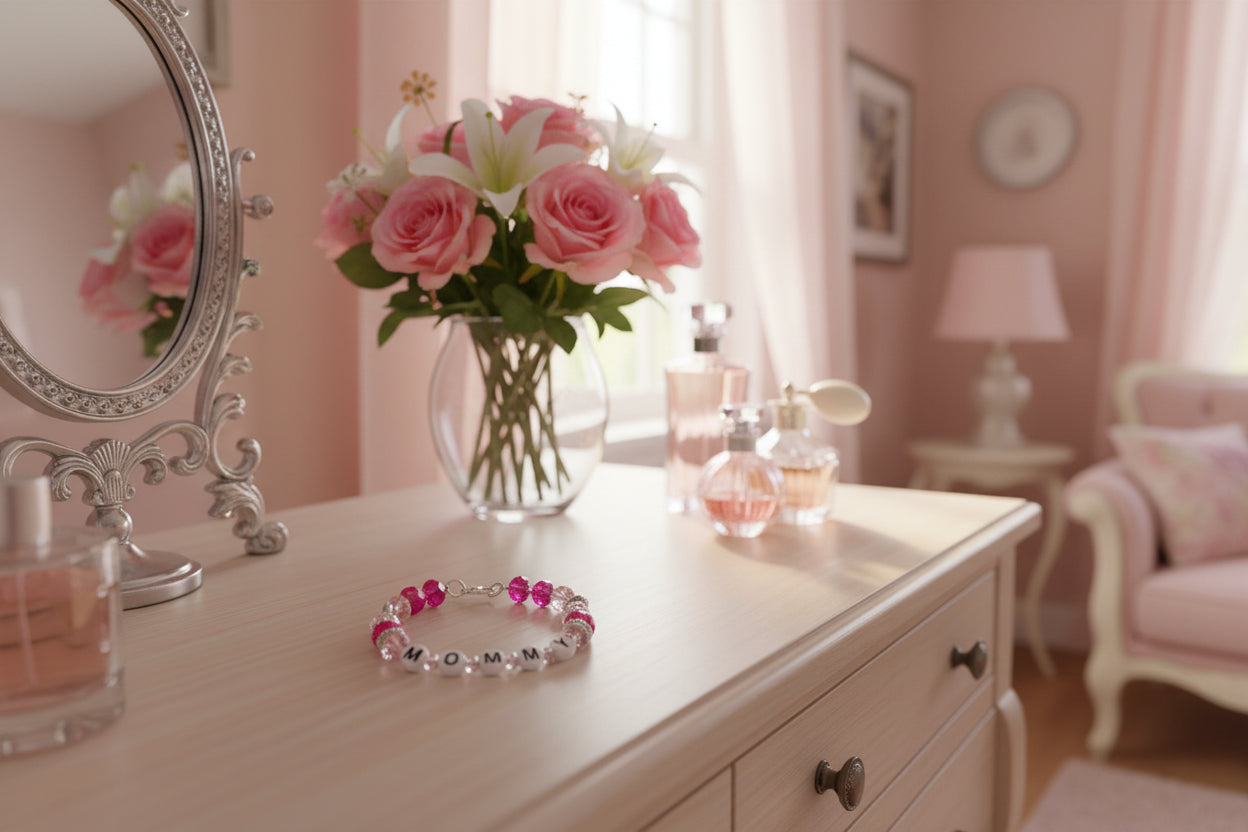 "MOMMY" Beaded Bracelet - Lavender