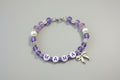 "Mama" Beaded Bow Charm Bracelet - Lavender