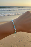 Beach Scene Beaded Adjustable Bracelet with Silver Accents