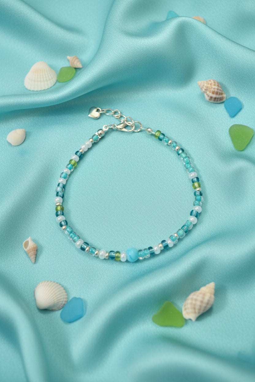 Beach Dreams Adjustable Beaded Bracelet with Silver Accents
