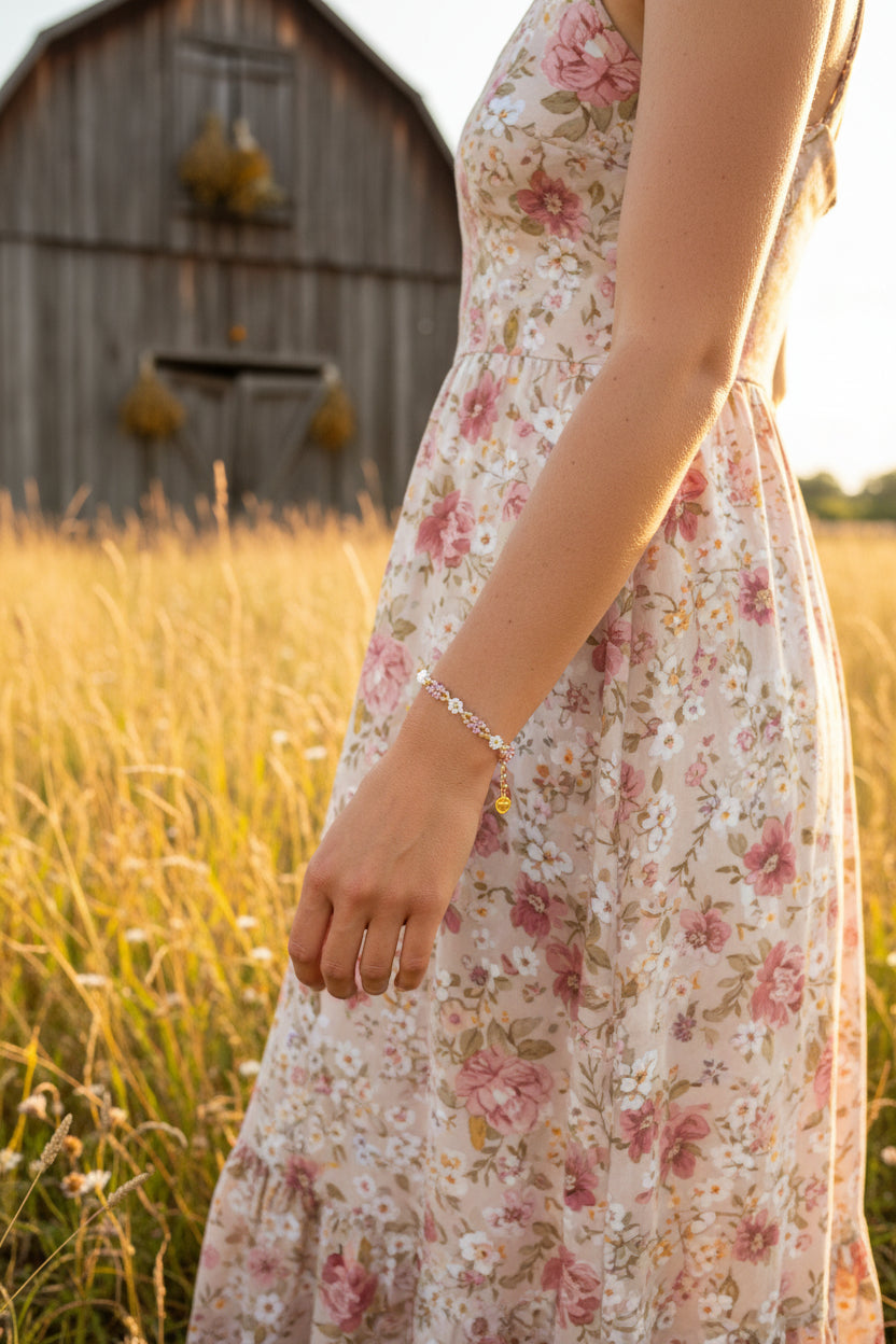 Daisy Days Beaded Adjustable Beaded Bracelet