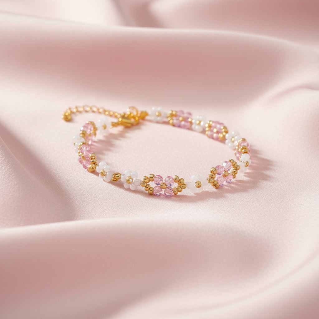 Daisy Days Beaded Adjustable Beaded Bracelet
