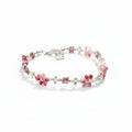 Merlot Ombré Flowers Crystal Bead Adjustable Bracelet