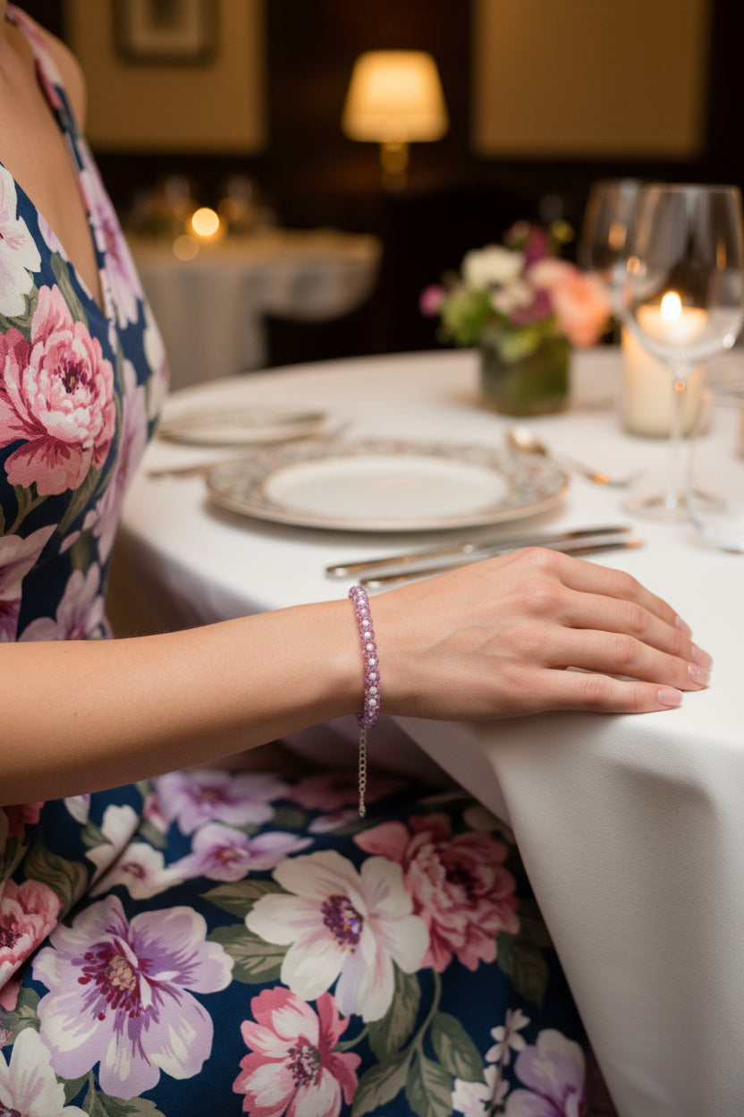 Lavender Field Beaded Adjustable Bracelet