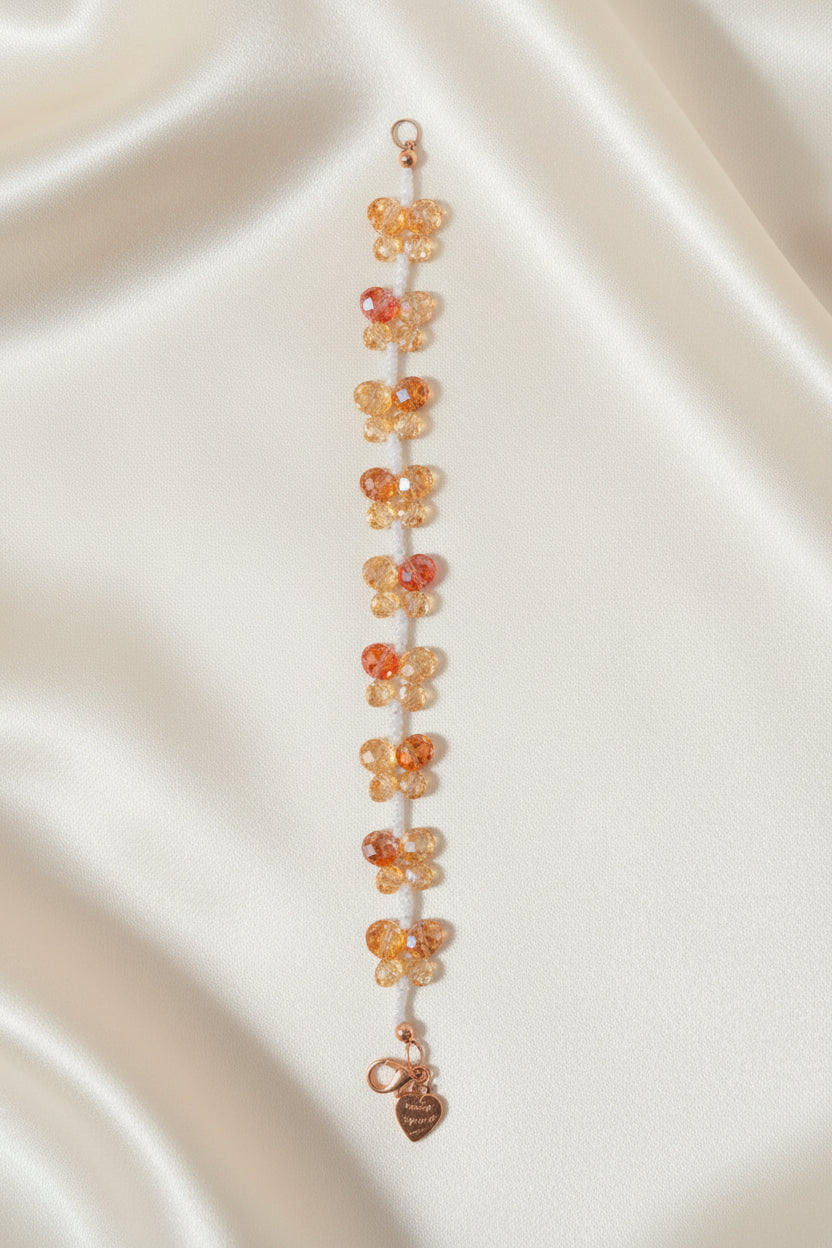 BRONZE BUTTERFLIES - Crystal Glass Beaded Bracelet