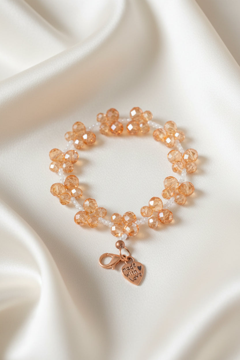BRONZE BUTTERFLIES - Crystal Glass Beaded Bracelet