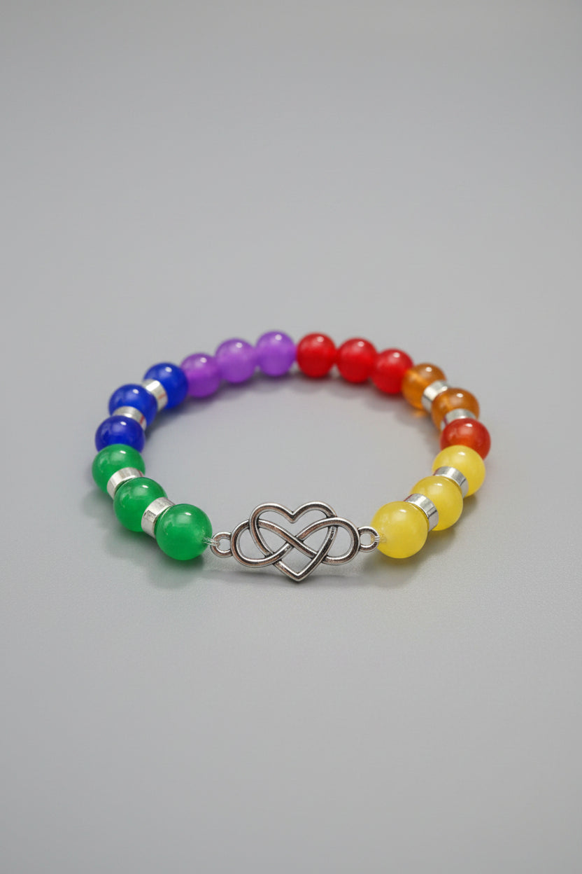 "LOVE YOU TO INFINITY" Rainbow Beaded Bracelet