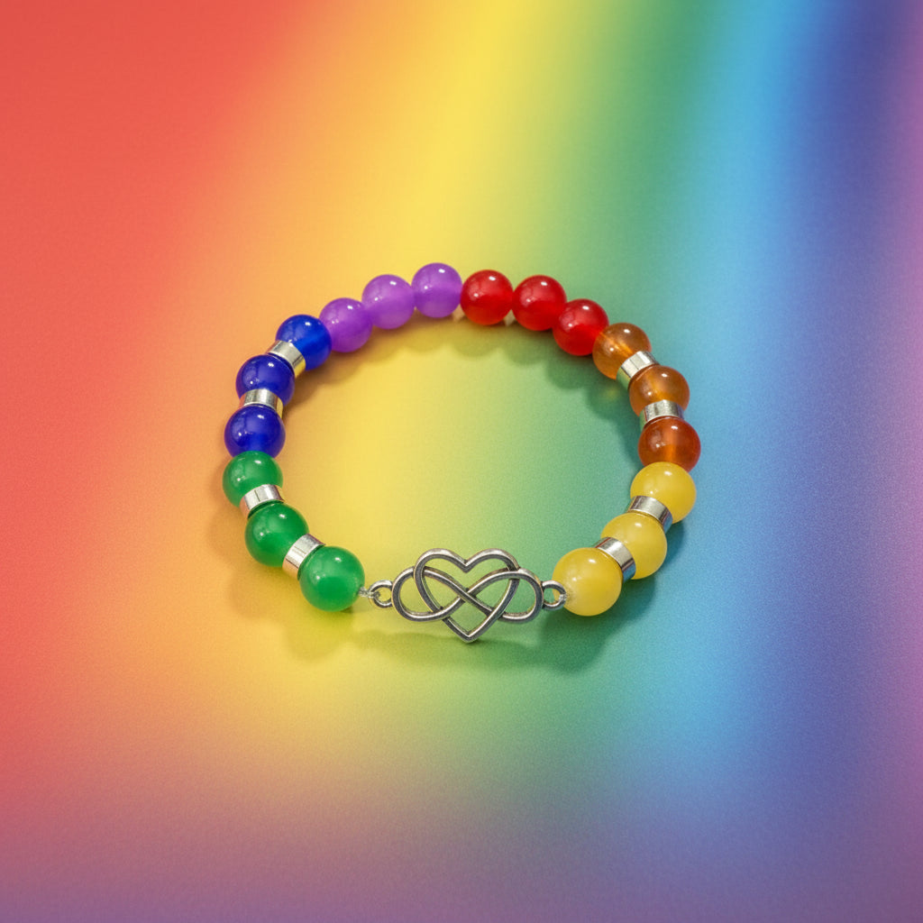 "LOVE YOU TO INFINITY" Rainbow Beaded Bracelet