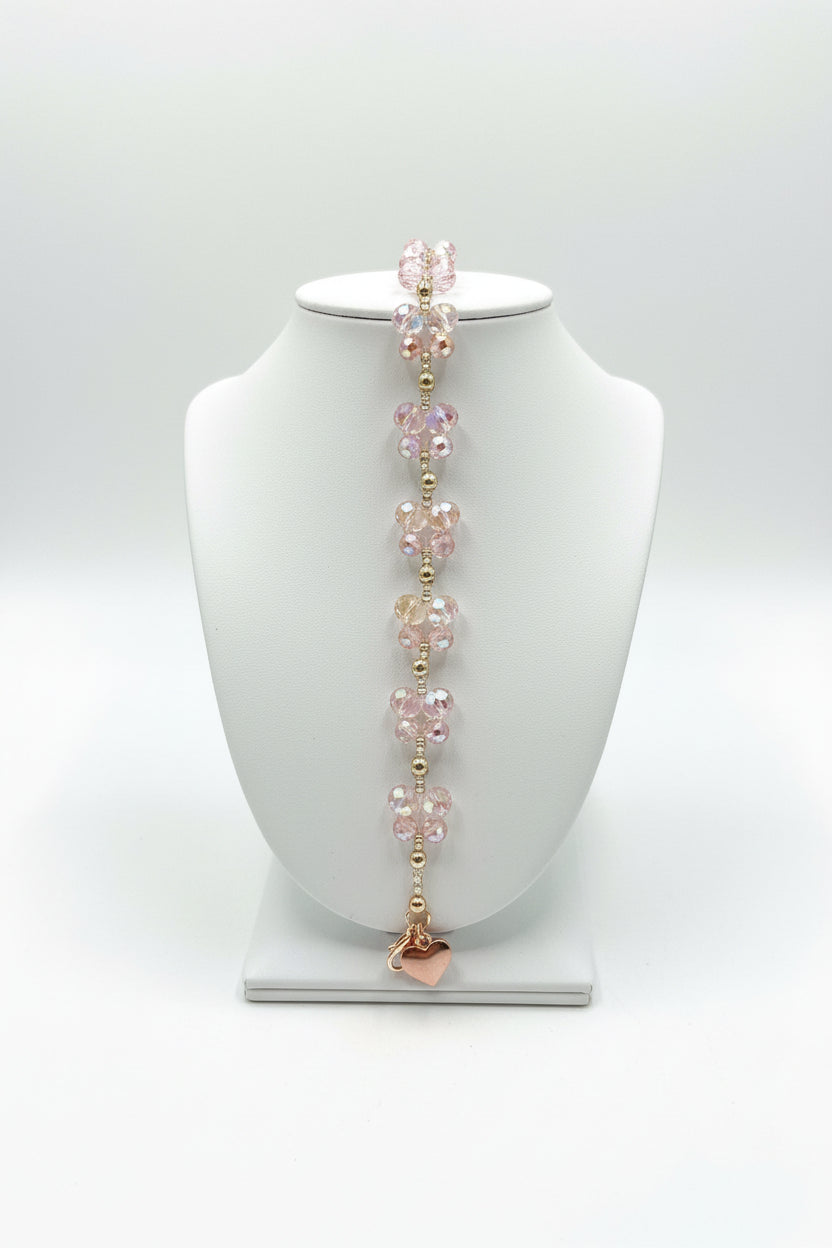 Rose Butterflies - Rose Gold and Pink Crystal Beaded Bracelet