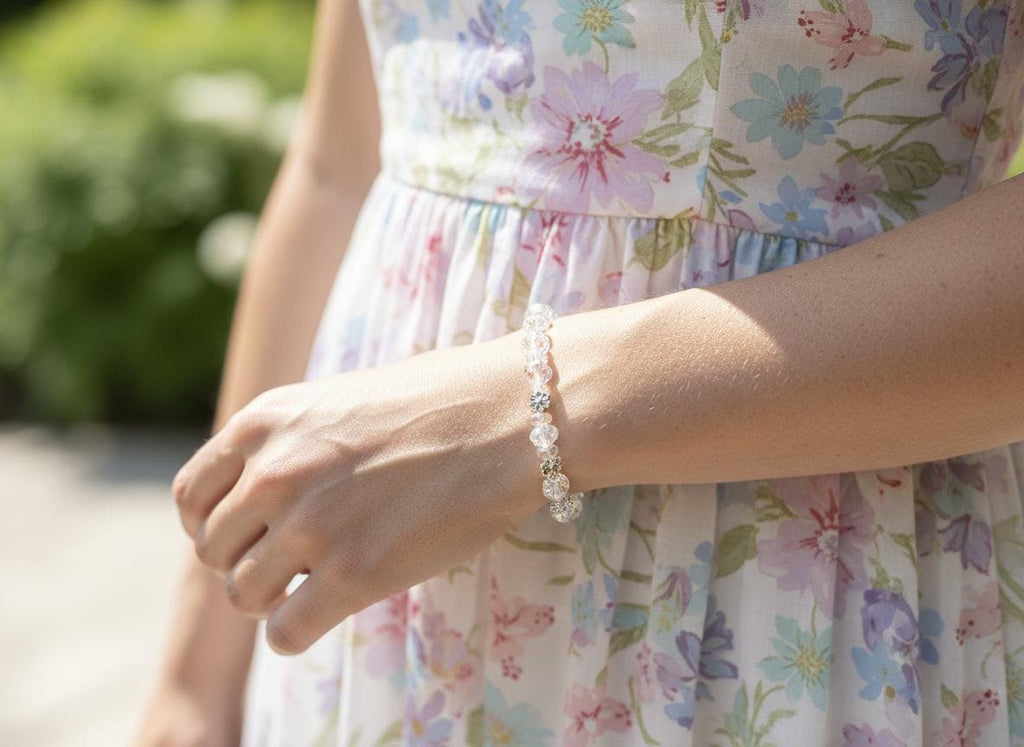 Beaded bracelet on a dark textured surface