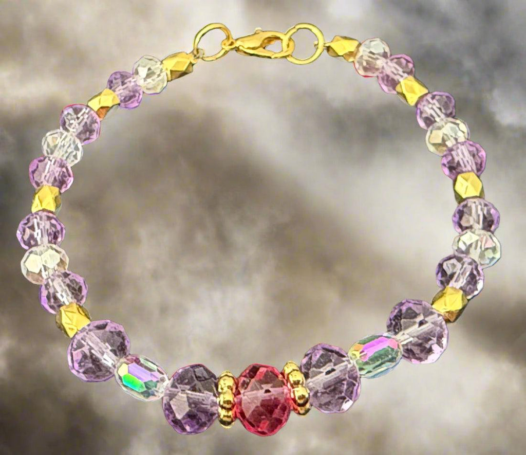 Multicolored beaded bracelet on a black background