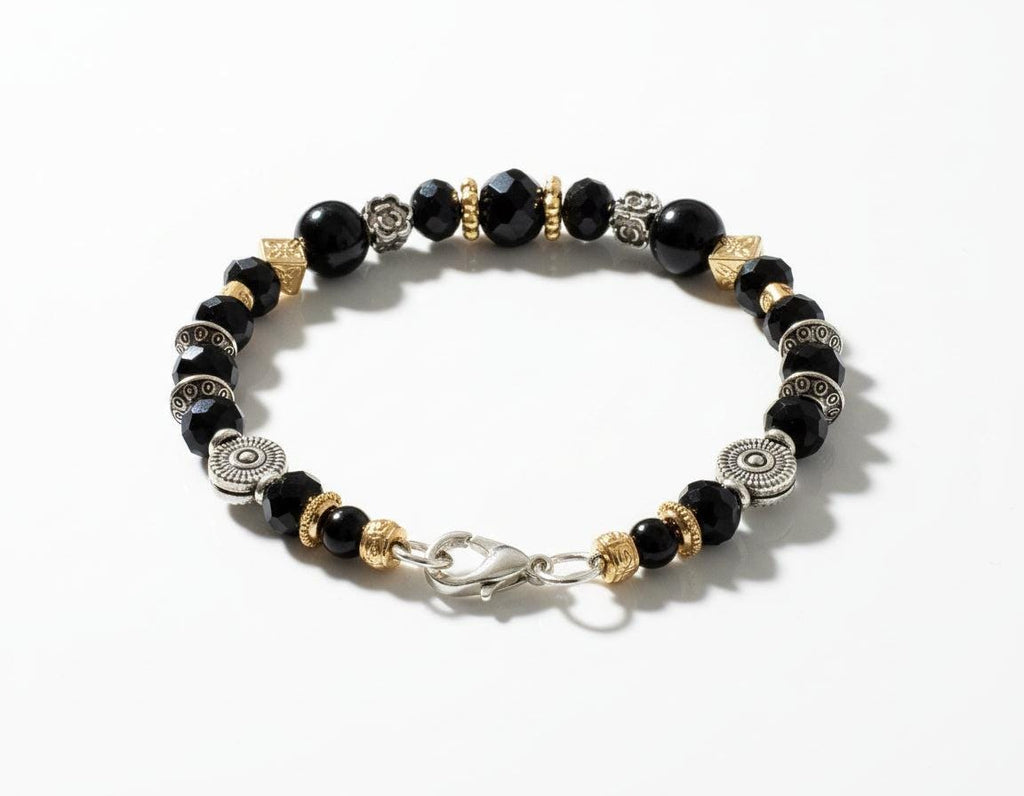 ANCIENT&quot; Mixed Metal Glass Bead and Crystal Bracelet