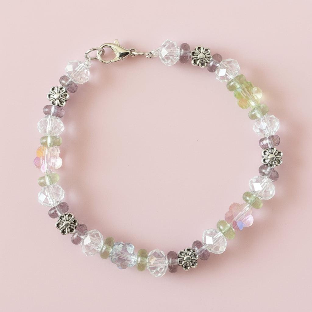 Beaded bracelet on a dark textured surface