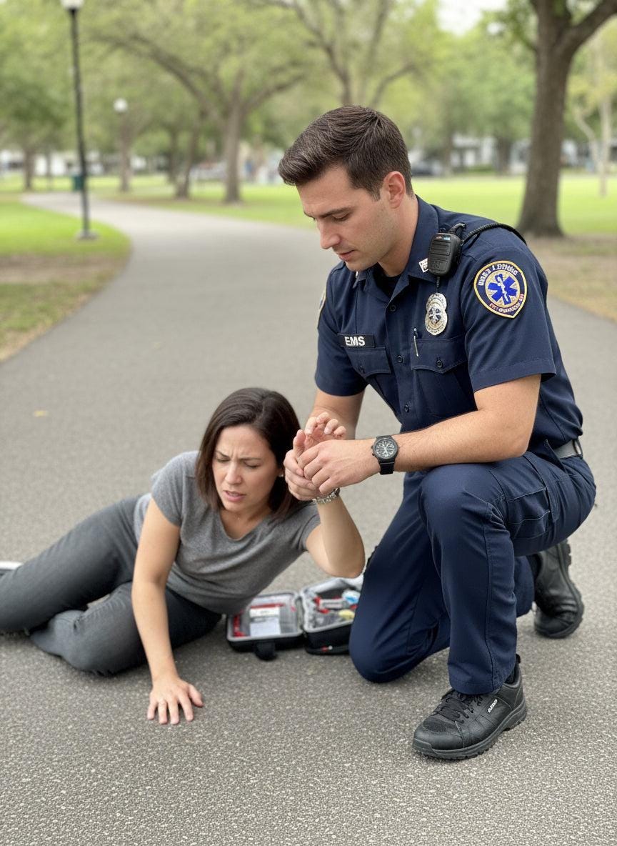 Silver medical ID bracelet on a black mannequin hand against a dark background