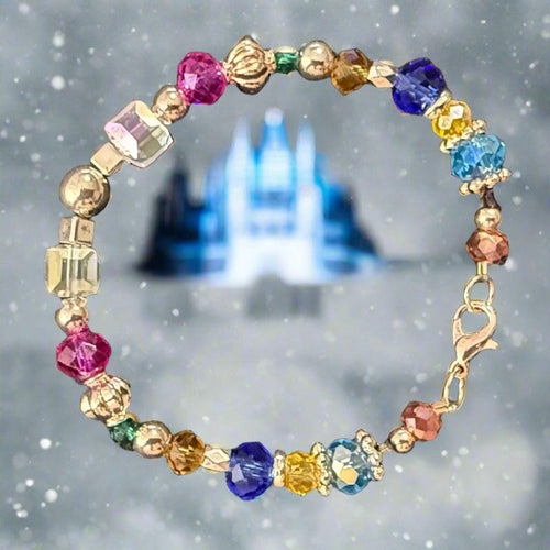 Multicolored beaded bracelet on a dark surface