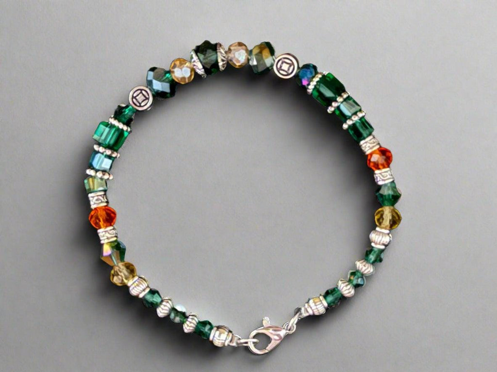 Multicolored beaded bracelet on a black background