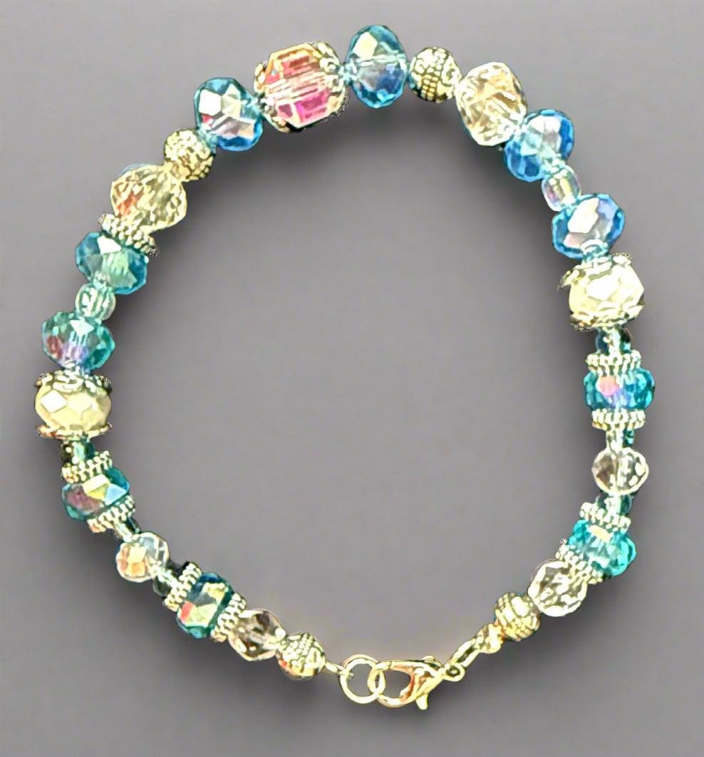 Multicolored beaded bracelet on a dark background