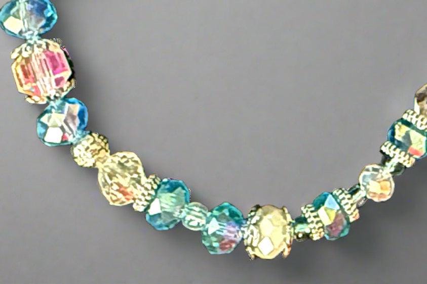 Multicolored beaded bracelet on a dark background